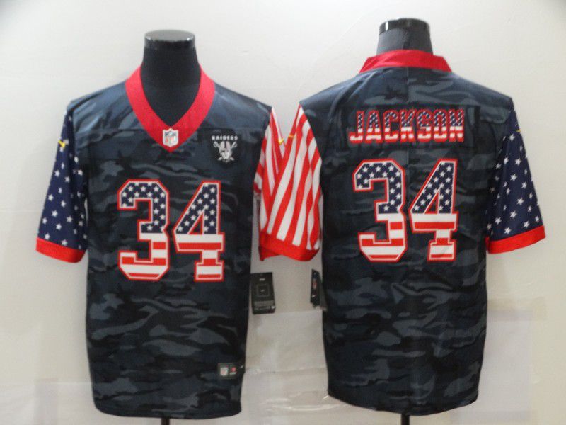 Men Oakland Raiders 34 Jackson Camouflage national flag Nike Limited NFL Jersey